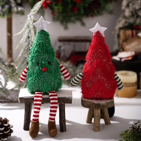 Plüsch Weihnachtsbaum Puppe Ornamente Mit Langen Gestreiften Beinen Sitzende Baumfigur Für Heim Festliche Party Dekorationen