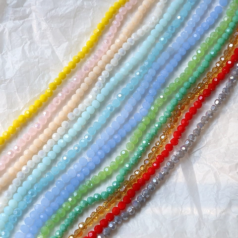 Cuentas de Rueda de Vidrio de Cristal Facetadas Coloridas Rondelle Cuentas Espaciadoras Sueltas para Joyería Bricolaje