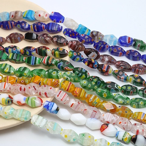 Vintage Millefiori Glass Beads For DIY Jewelry Making Colorful Flower Lampwork Beads Faceted Loose Beads Handmade Materials