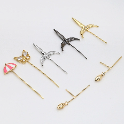 Creative DIY Jewelry Findings Alloy Zirconia Butterfly Wand Enamel Umbrella Magic Broom Sword Charms For Accessory Making