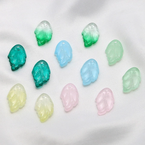Czech Lampwork Glass Leaf Charms Translucent Frosted Leaf Shaped Pendants For DIY Hair Accessories Earrings Jewelry Making Findings