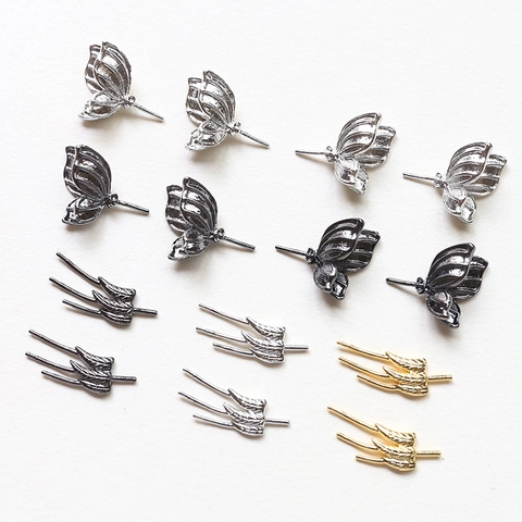 Fournitures de Bijoux Ailes de Papillon Plume en Cuivre Électroplaqué Accessoires pour Boucles d'Oreilles Artisanat