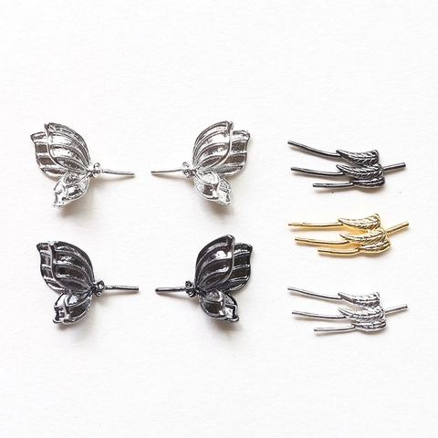 Fournitures de Bijoux Ailes de Papillon Plume en Cuivre Électroplaqué Accessoires pour Boucles d'Oreilles Artisanat