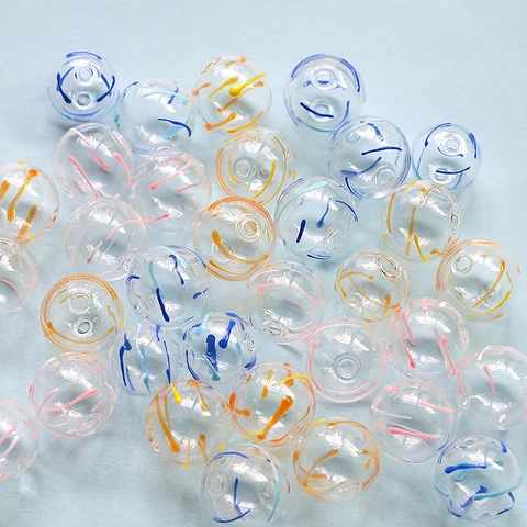 Hollow Glass Beads Colorful Spiral Painted Bubble Beads For DIY Jewelry Making Round Transparent Beads For Handcrafted