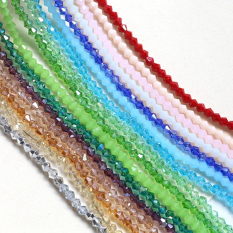 Faceted Artificial Crystal Bicone Beads For DIY Jewelry Making Colorful Glass Spacer Beads For Bracelets And Necklaces