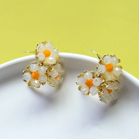 Ganchos de Cobre Chapado en Oro Flores de Cristal Con Poste de Plata de Ley 925 Accesorio para Creación de Joyas Artesanales DIY