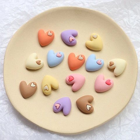 Herzform Harz Flatback Cabochons Für DIY Basteln Schmuck Haarzubehör Handyhülle Dekoration Matte Herz Patch