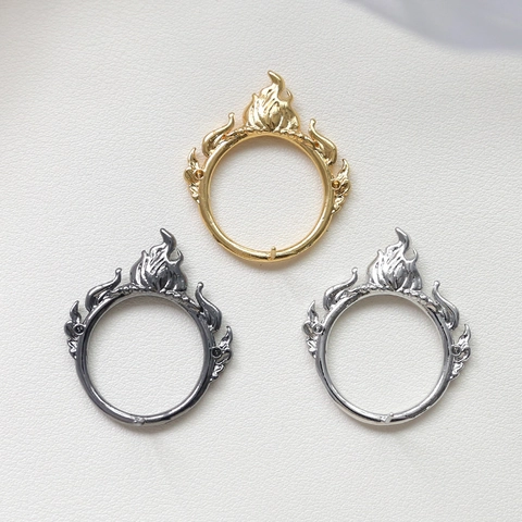 DIY Flame Baroque Pearl Setting Copper Gold Plated Pendant Backrest Frame For Jewelry Making Handmade Craft Accessory