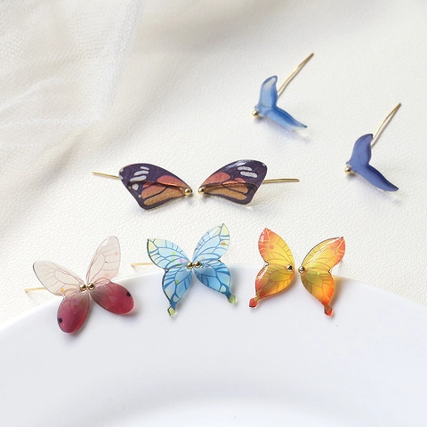 Resin Dripping Glue Gradient Butterfly Wing Fish Tail Charms For DIY Handmade Jewelry Making Artificial Pearl Dreamy Accessories