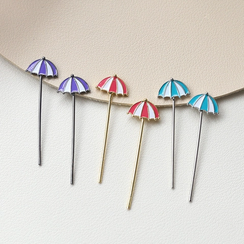 Cute Umbrella Ghost Scepter DIY Jewelry Charms Alloy Gold Plated Artificial Pearl Striped Enamel Pendant For Handcrafted Earring Necklace Making
