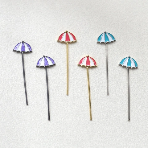 Cute Umbrella Ghost Scepter DIY Jewelry Charms Alloy Gold Plated Artificial Pearl Striped Enamel Pendant For Handcrafted Earring Necklace Making