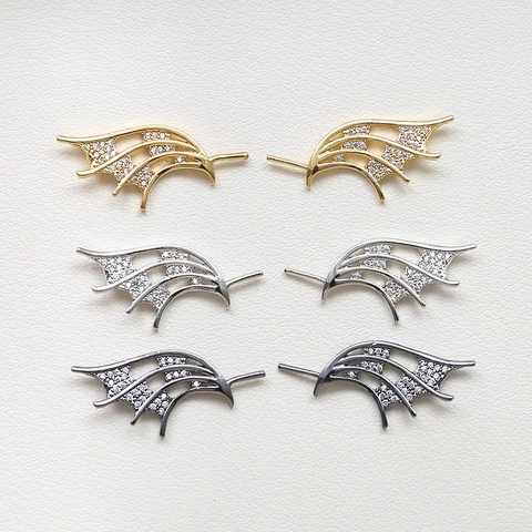 Copper Plated Real Gold Devil Dragon Wing Pendants For DIY Jewelry Making Gothic Zirconia Inlaid Wing Charms Handmade Findings