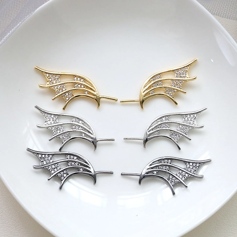 Copper Plated Real Gold Devil Dragon Wing Pendants For DIY Jewelry Making Gothic Zirconia Inlaid Wing Charms Handmade Findings