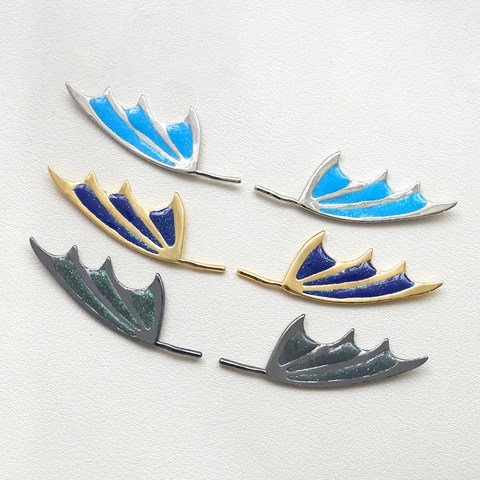 Gothic Copper Electroplated Devil Wing Charms With Glitter Enamel For DIY Earring Hair Accessory Making Fantasy Jewelry Pendants