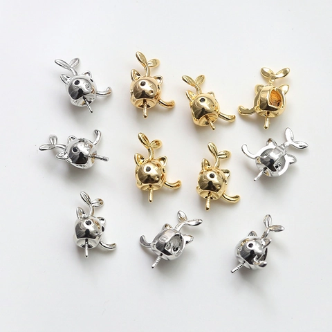 Schattige Kattenhoed Vorm Koper Vergulde Hanger Kap Voor DIY Parel Sieraden Maken Dierlijk Ontwerp Metalen Accessoire