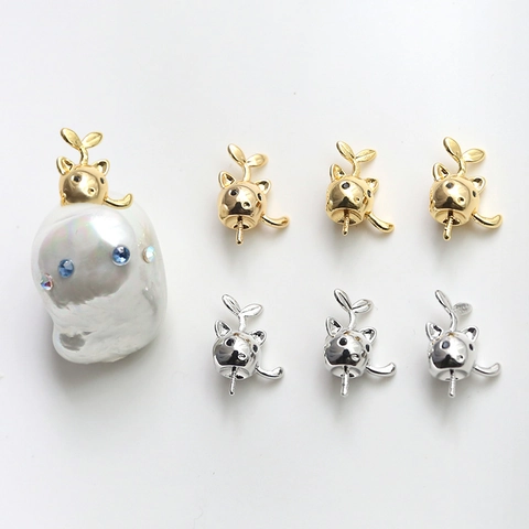 Schattige Kattenhoed Vorm Koper Vergulde Hanger Kap Voor DIY Parel Sieraden Maken Dierlijk Ontwerp Metalen Accessoire