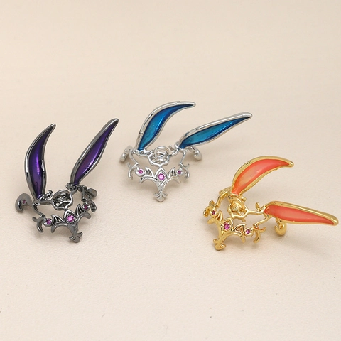 Baroque Gothic Rabbit Ear DIY Jewelry Finding Brass Gold Plated Enamel Rhinestone Ethereal Fairy Pendant For Necklace Accessory