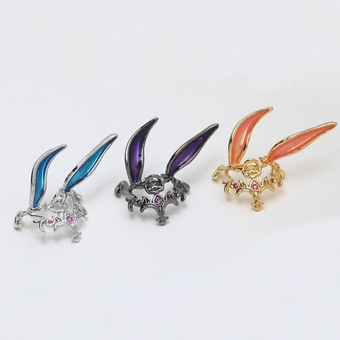 Baroque Gothic Rabbit Ear DIY Jewelry Finding Brass Gold Plated Enamel Rhinestone Ethereal Fairy Pendant For Necklace Accessory