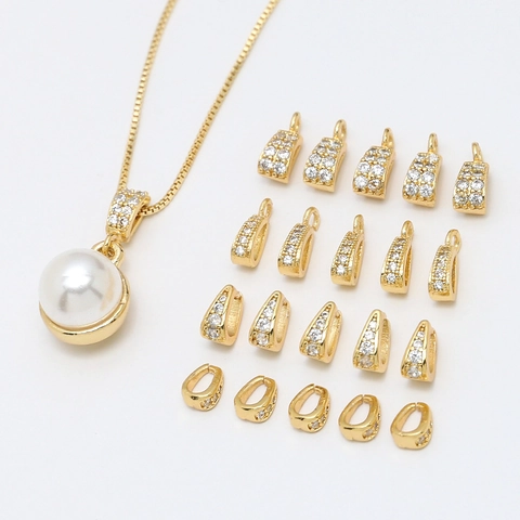 Bélières pour Pendentifs en Cuivre Plaqué Or Avec Zirconia Micro-Pavé pour Collier Bracelet Fabrication de Bijoux DIY