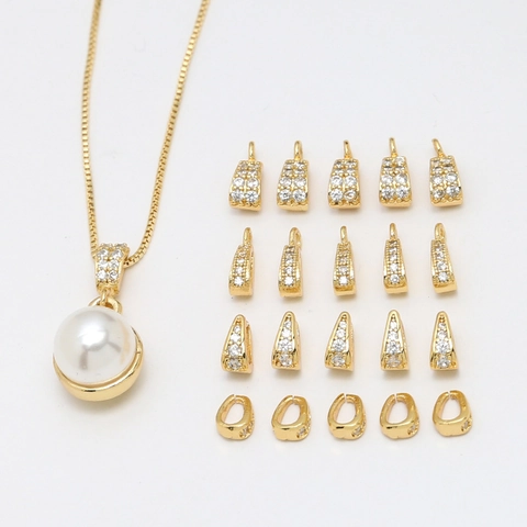 Bélières pour Pendentifs en Cuivre Plaqué Or Avec Zirconia Micro-Pavé pour Collier Bracelet Fabrication de Bijoux DIY