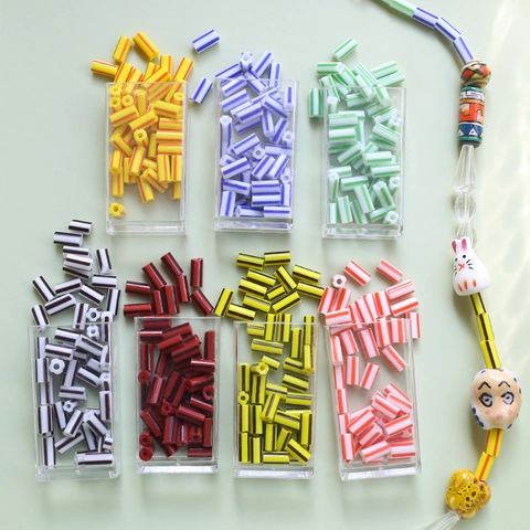Vintage Striped Pipe Beads For DIY Jewelry Making Handmade Earring Necklace Bracelet Materials Contrast Color Tube Beads