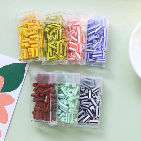 Vintage Striped Pipe Beads For DIY Jewelry Making Handmade Earring Necklace Bracelet Materials Contrast Color Tube Beads