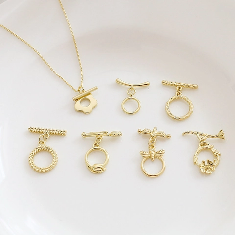 Chiusure OT in Metallo Placcato Oro 14k 18k Design Floreali Ape Libellula Connettori per Creazione Gioielli Bracciale Collana Accessori DIY