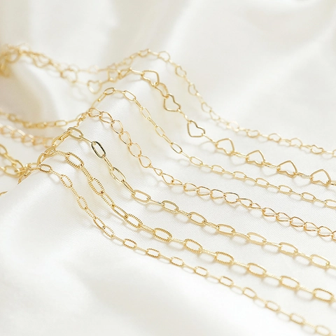 Catena per Gioielli Fai-da-te in Rame Placcato Oro 14K per Creazione di Collane e Bracciali Accessori Minimalisti a Forma di Cuore