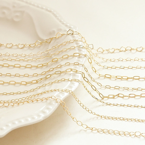 Catena per Gioielli Fai-da-te in Rame Placcato Oro 14K per Creazione di Collane e Bracciali Accessori Minimalisti a Forma di Cuore