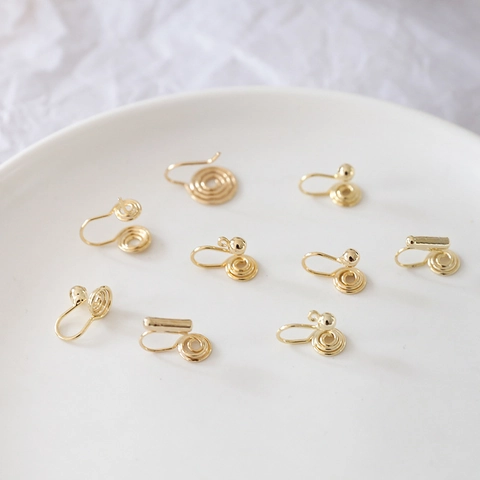Gold Plated Spiral Earring Clip Converters Non Pierced Painless Mosquito Coil Earring Findings DIY Jewelry Components