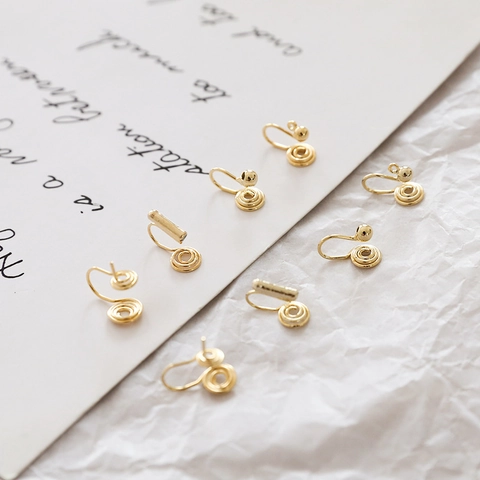 Gold Plated Spiral Earring Clip Converters Non Pierced Painless Mosquito Coil Earring Findings DIY Jewelry Components