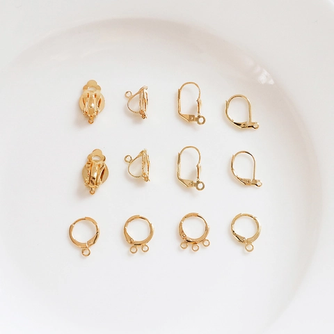 Gold Plated DIY Jewelry Earring Findings Alloy Leverback Ear Hooks Round Ear Clips For Handcrafted Jewelry Making Accessories