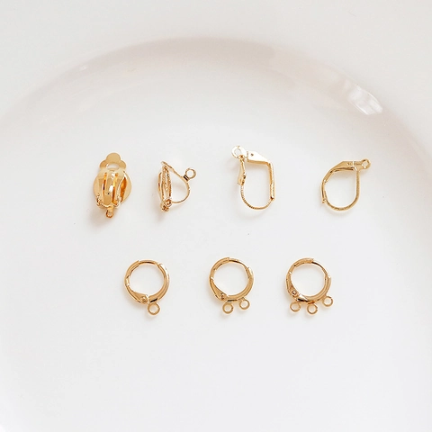 Gold Plated DIY Jewelry Earring Findings Alloy Leverback Ear Hooks Round Ear Clips For Handcrafted Jewelry Making Accessories