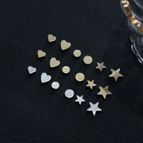 Cuentas Espaciadoras de Cobre Chapado en Oro de 14k 18k Corazón Estrella Redondo para Hacer Joyas DIY Pendientes Collar Pulsera
