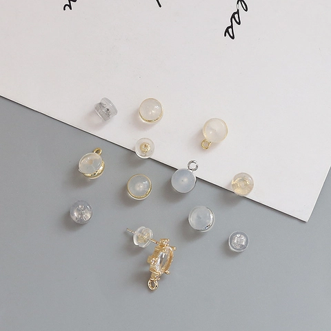 Copper Plated Real Gold Silicone Earring Backs With Loop Invisible Earring Stoppers For DIY Jewelry Making Findings Accessories
