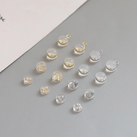 Copper Plated Real Gold Silicone Earring Backs With Loop Invisible Earring Stoppers For DIY Jewelry Making Findings Accessories