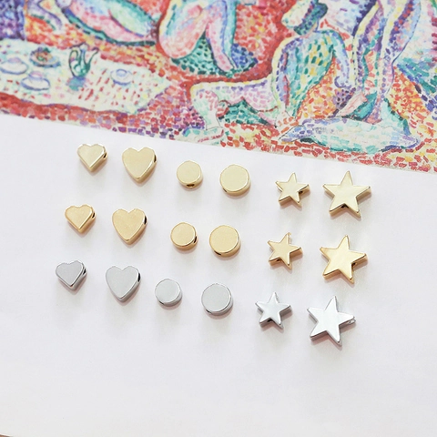 Copper 14k 18k Gold Plated Heart Star Round Spacer Beads For DIY Jewelry Making Findings Earrings Necklace Bracelet Materials