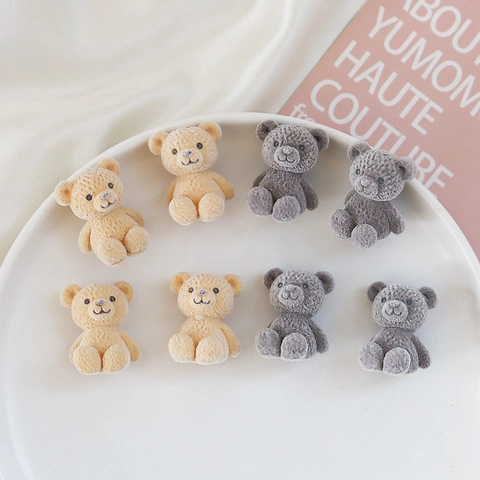 Cute Flocculated Teddy Bear Charms 3D Fluffy Bear Doll Pendants For DIY Jewelry Making Bag Accessories Handcrafted Bear Decorations