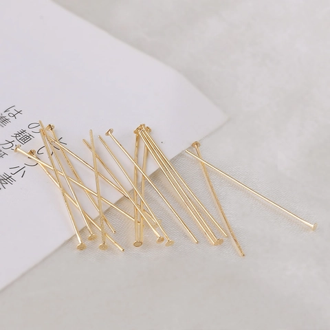 Alfileres con Cabeza en T de Cobre Chapado en Oro de 14K 18K Componentes para Joyería DIY Pendientes Collar Fornituras