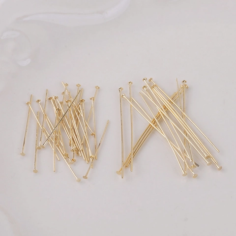 Alfileres con Cabeza en T de Cobre Chapado en Oro de 14K 18K Componentes para Joyería DIY Pendientes Collar Fornituras