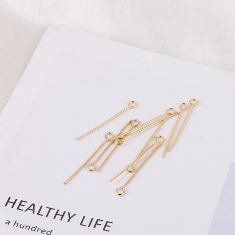 Alfileres de Ojo de Latón Chapados en Oro Real 18K 14K para Fabricación de Joyas DIY Accesorios de Conexión de Pendientes
