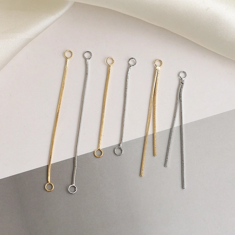 Gold Plated Copper Long Tassel Snake Chain Zirconia Pendant Findings For Jewelry Making Earring Necklace Handmade Components
