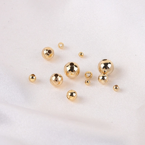 Perles d'Espacement en Cuivre Rondes Remplies d'Or 18K 14K Polissage Miroir Perles en Vrac Pour Bracelet Collier DIY Matériel de Bijoux