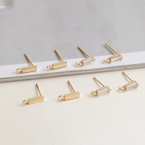 Accessoires de Clous d'Oreilles Simples en Cuivre Plaqué Or Avec Boucle Tige en Argent Sterling 925 Zirconia DIY