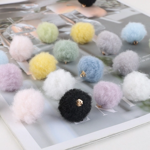 Soft Plush Pom Pom Pendants With Metal Loop For DIY Jewelry Making Earrings Hair Rope Macaron Candy Color Furry Ball Material