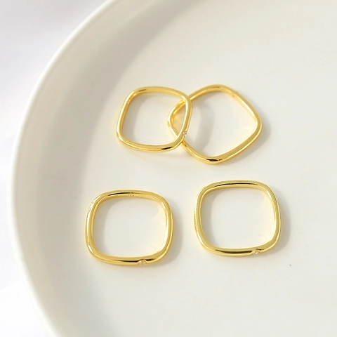 Anello Quadrato in Lega Placcata Oro Minimalista Con Strass Accessori per Creazione di Gioielli DIY