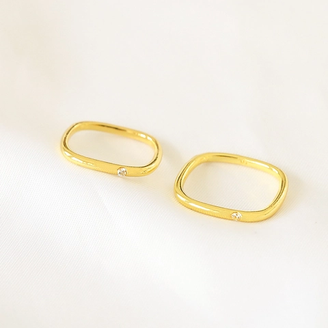 Anello Quadrato in Lega Placcata Oro Minimalista Con Strass Accessori per Creazione di Gioielli DIY