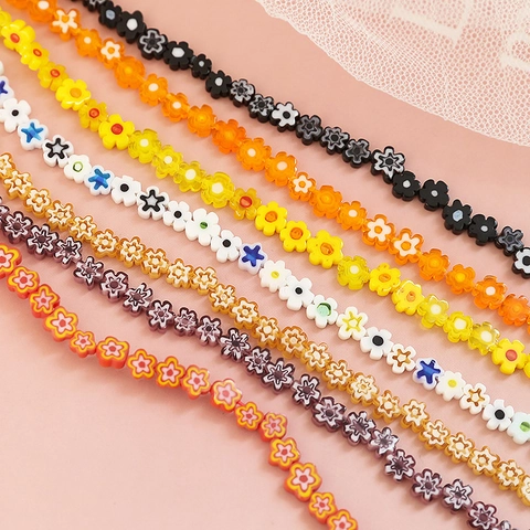 Mini Perles Colorées en Forme de Fleur en Pâte Polymère pour la Fabrication de Bijoux Faits à la Main Bracelet Collier