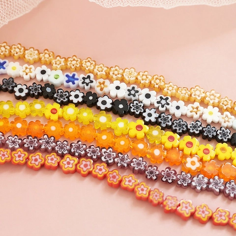Mini Perles Colorées en Forme de Fleur en Pâte Polymère pour la Fabrication de Bijoux Faits à la Main Bracelet Collier