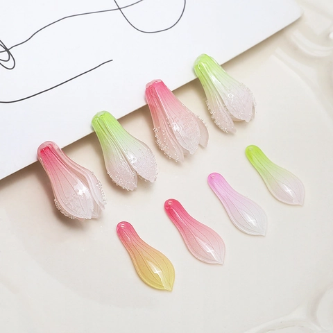 Handmade Magnolia Petal Bud Resin Pendants Gradient Color DIY Jewelry Making Accessories For Earrings Hairpins Fairy Style